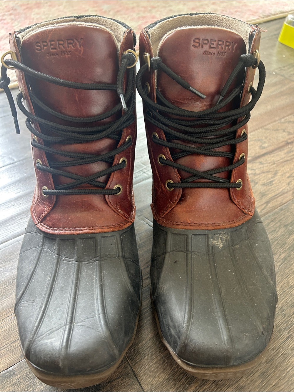 Sperry Men's Brown Leather & Black Rubber Duck Boots - Picture 2 of 7